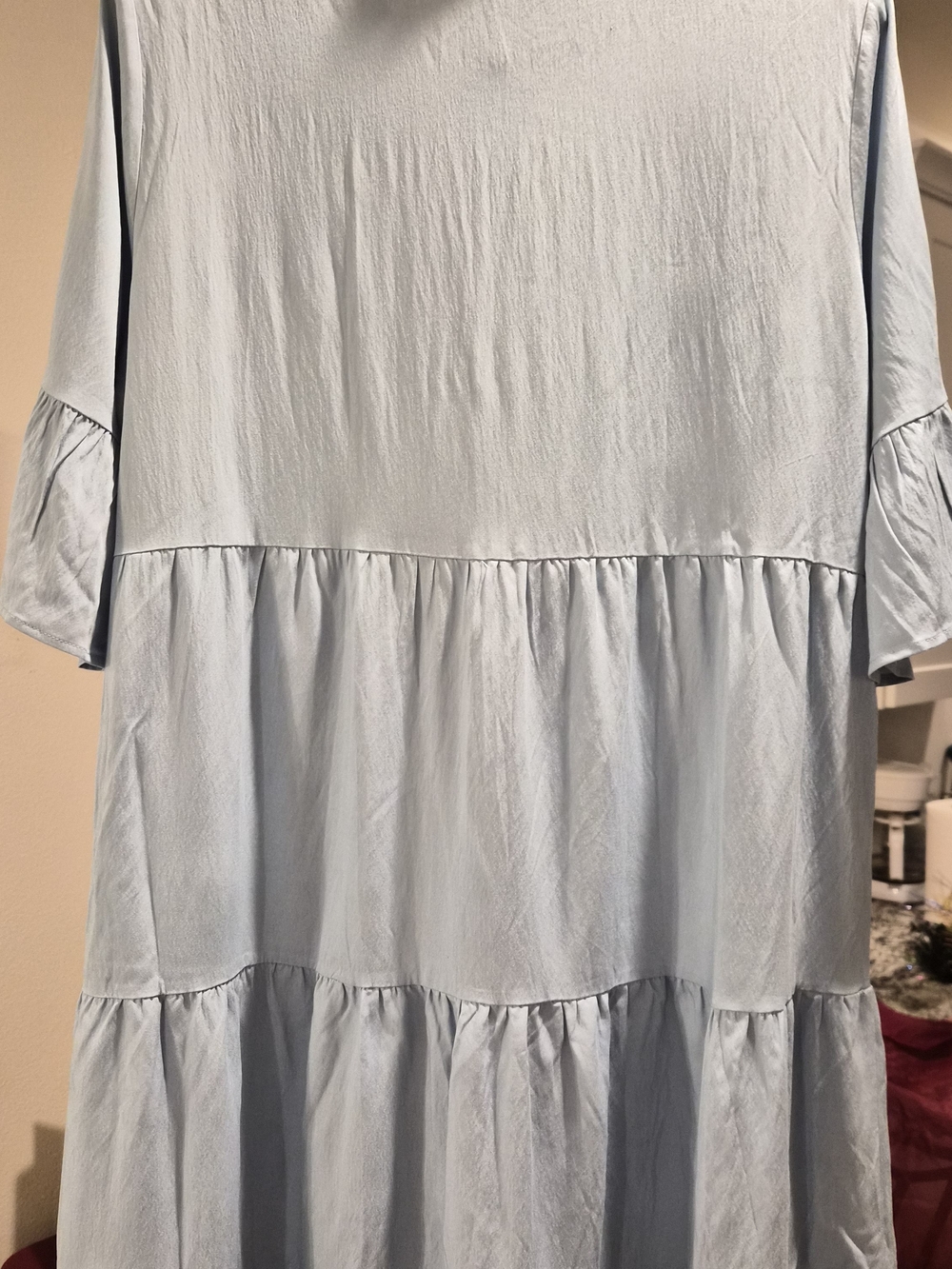 Brand New with Tags Chambray Blue Ruffled Tiered Babydoll Dress - Picture 12 of 16